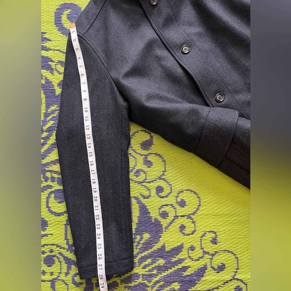 HUGO BOSS Coxtan Virgin Tweed Wool Blend Coat With Bib Charcoal Sz 46R Car Coat - Picture 15 of 16